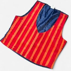 Vintage 70s Vest, Size L, Corduroy, Orange, Mod, Woman’s Top